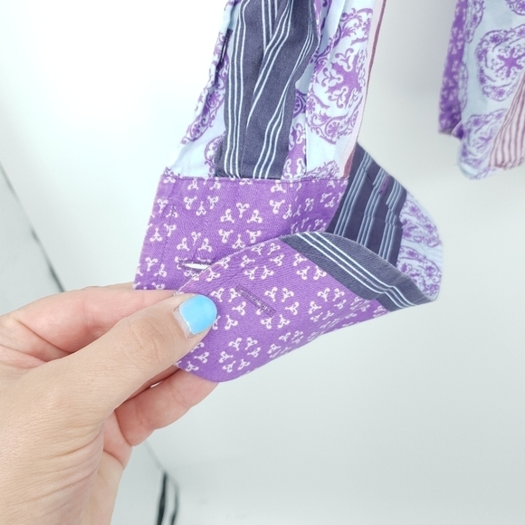 Ted Baker London Purple Striped Mixed Print Collared Button Up Shirt Men's 42 - Picture 5 of 11